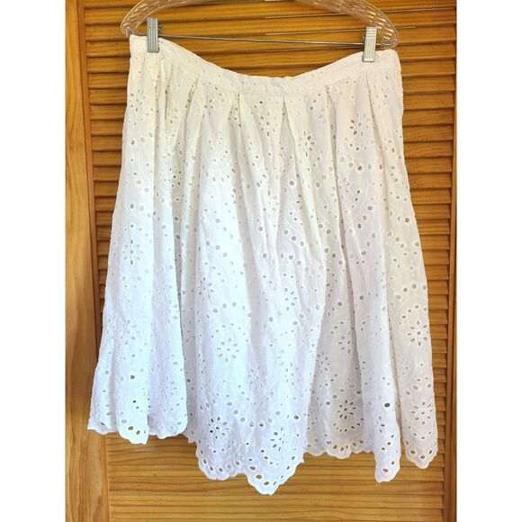ModCloth XL White 100% Cotton Peasant Cottagecore Fairy Zip Skirt‎ Midi Lined - Picture 5 of 5